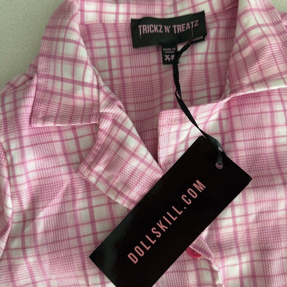 NWT Dollskill 4 pc Clueless Pink Plaid Costume/Pink Set Regina George Costume XS - Picture 8 of 15